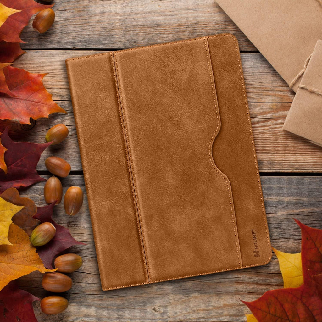 Case for iPad Pro 11 inch M5 2025/M4 2024 with Pencil Holder Supports Pencil Pro and Pencil Auto Sleep/Wake Function Vegan Leather Smart Stand Cover (Brown)